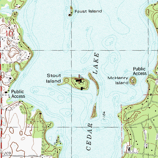 Topographic Map of Stout Island, WI
