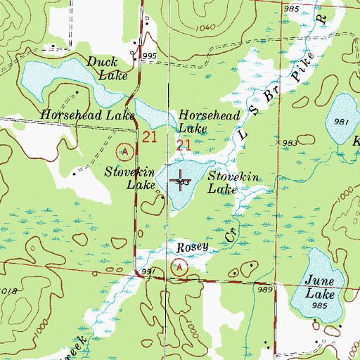 Topographic Map of Stovekin Lake, WI