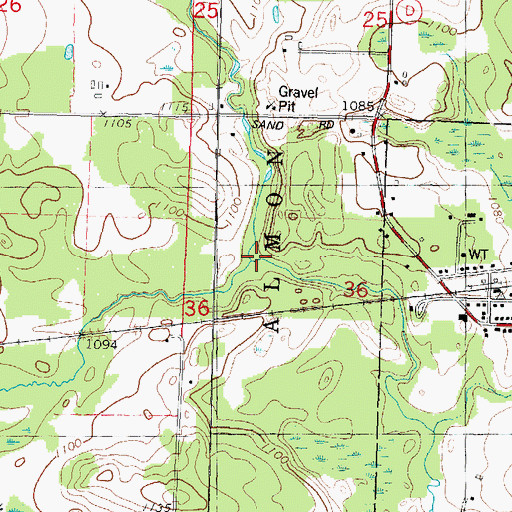 Topographic Map of Strassburg Creek, WI