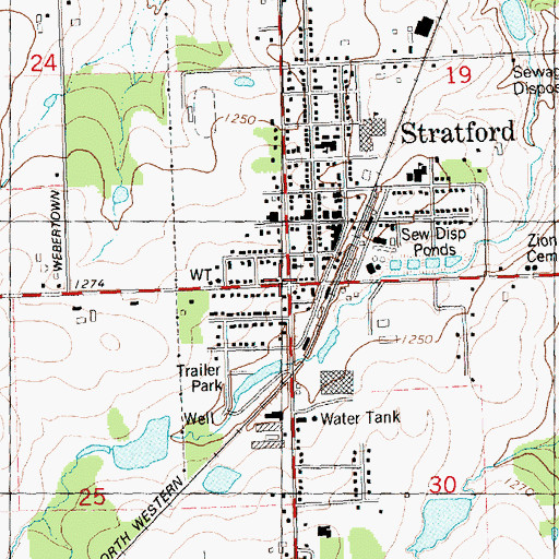 Topographic Map of Stratford, WI