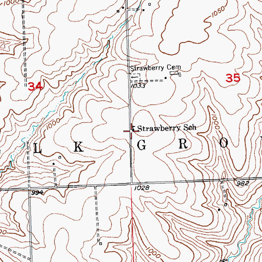 Topographic Map of Strawberry School, WI