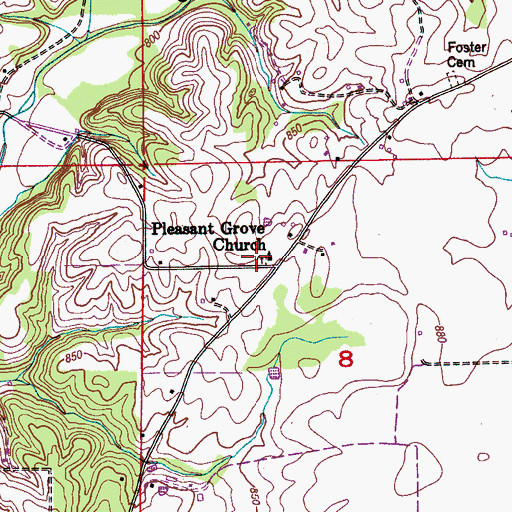 Topographic Map of Pleasant Grove Cemetery, AL