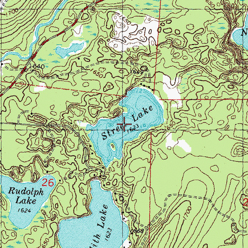 Topographic Map of Street Lake, WI