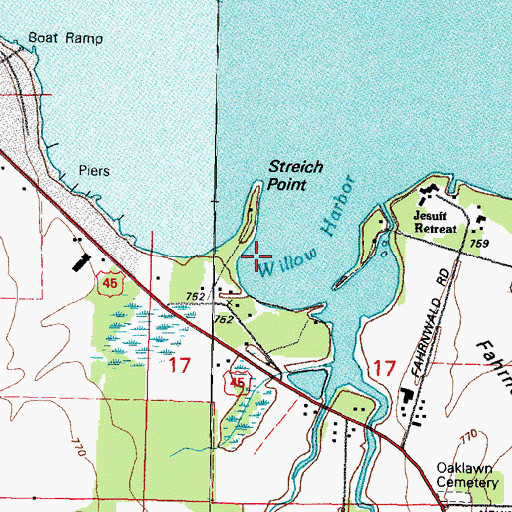Topographic Map of Streich Point, WI