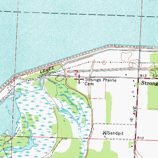 Topographic Map of Strongs Prairie Cemetery, WI