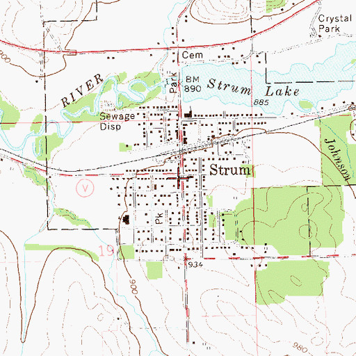 Topographic Map of Strum, WI