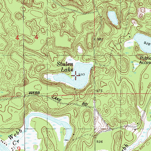 Topographic Map of Stulen Lake, WI