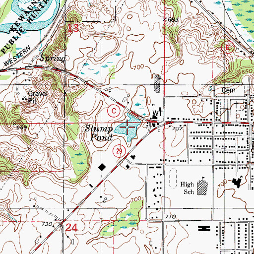 Topographic Map of Stump Pond, WI