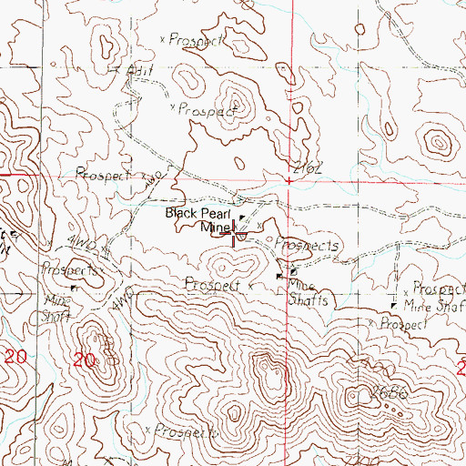 Topographic Map of Black Pearl Mine, AZ