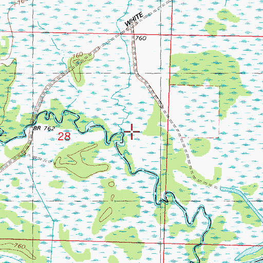 Topographic Map of Sucker Creek, WI