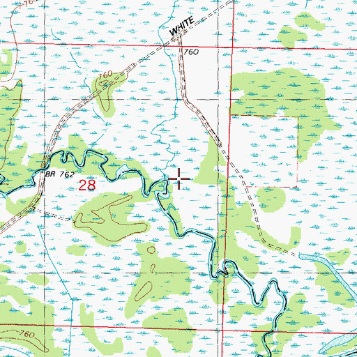 Topographic Map of Sucker Creek, WI