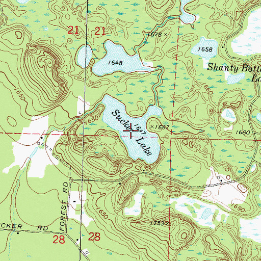 Topographic Map of Sucker Lake, WI