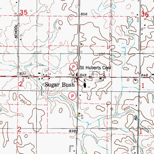 Topographic Map of Sugar Bush, WI