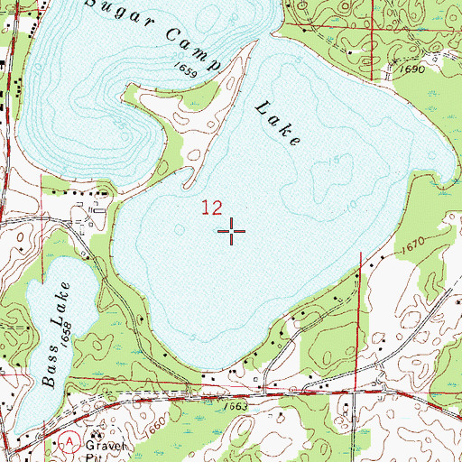 Topographic Map of Sugar Camp Lake, WI