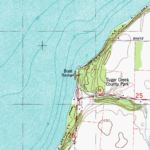 Topographic Map of Sugar Creek, WI