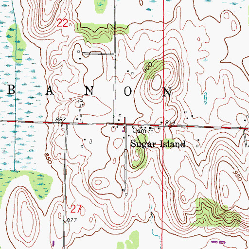 Topographic Map of Sugar Island, WI