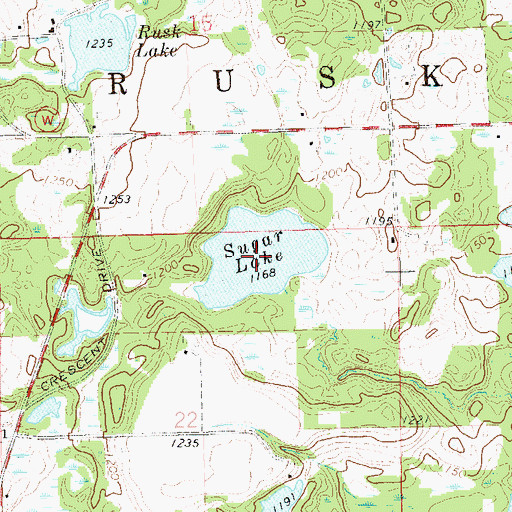 Topographic Map of Sugar Lake, WI