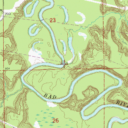 Topographic Map of Sugarbush Creek, WI