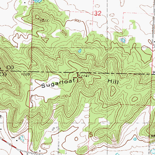 Topographic Map of Sugarloaf Hill, WI