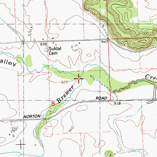 Topographic Map of Suldal Valley, WI