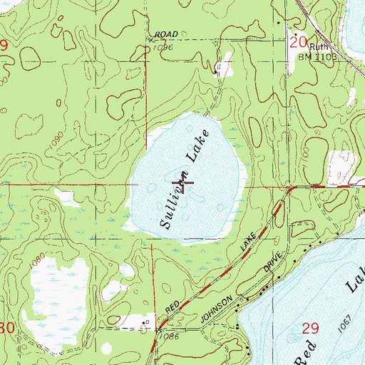 Topographic Map of Sullivan Lake, WI