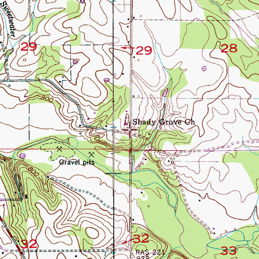 Topographic Map of Shady Grove Cemetery, AL