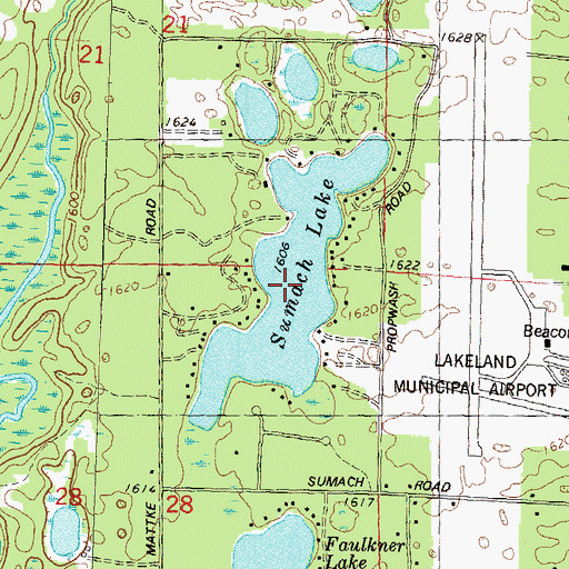 Topographic Map of Sumach Lake, WI
