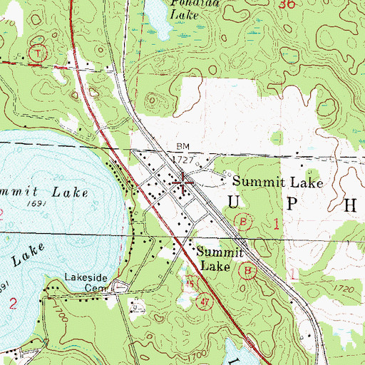 Topographic Map of Summit Lake, WI