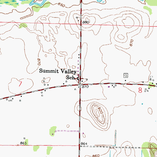 Topographic Map of Summit Valley School (historical), WI