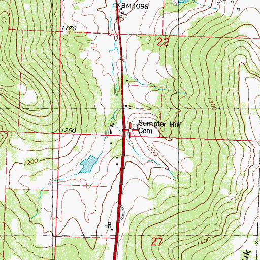 Topographic Map of Sumpter Hill Cemetery, WI