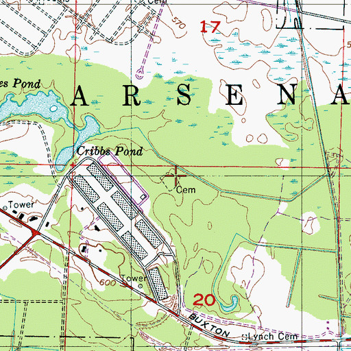 Topographic Map of Simpson Cemetery, AL