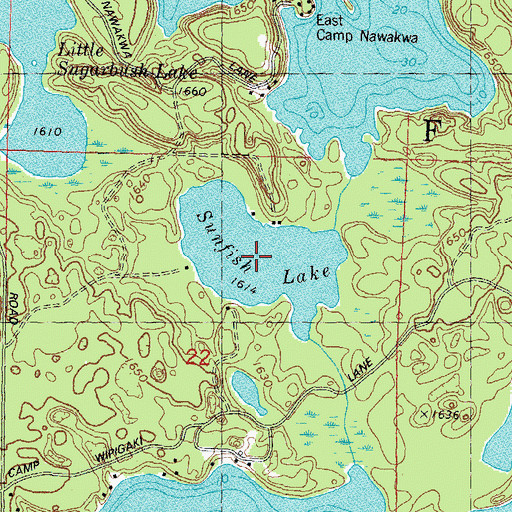 Topographic Map of Sunfish Lake, WI