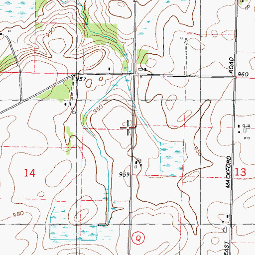 Topographic Map of Sunny Hillside School (historical), WI