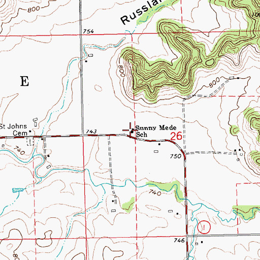 Topographic Map of Sunny Mede School, WI
