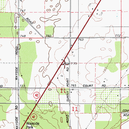 Topographic Map of Sunny Point School, WI