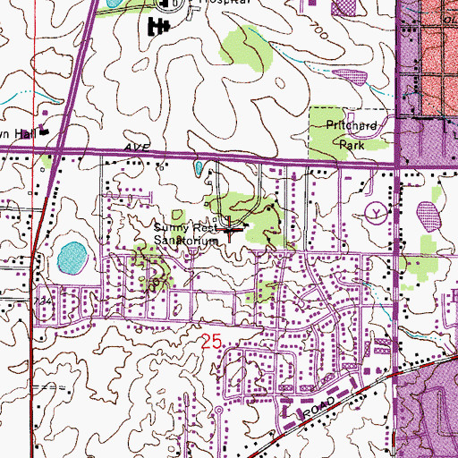 Topographic Map of Sunny Rest Sanatorium, WI