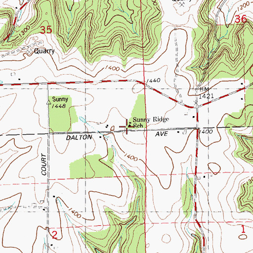 Topographic Map of Sunny Ridge School, WI