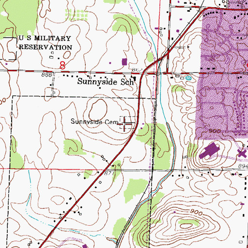 Topographic Map of Sunnyside Cemetery, WI