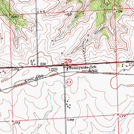 Topographic Map of Sunnyside School, WI