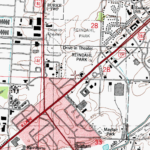 Topographic Map of Sunnyside School, WI