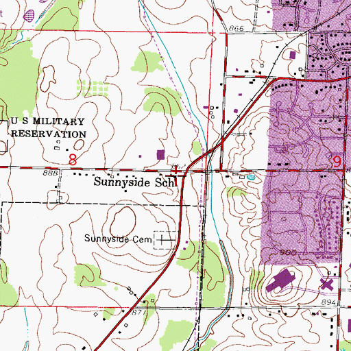 Topographic Map of Sunnyside School (historical), WI