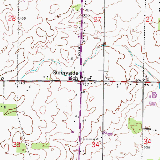 Topographic Map of Sunnyside School, WI