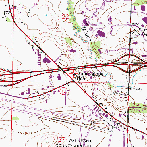Topographic Map of Sunnyslope School (historical), WI