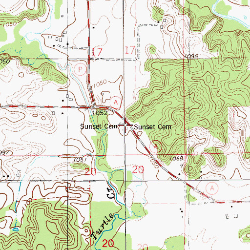 Topographic Map of Sunset Cemetery, WI