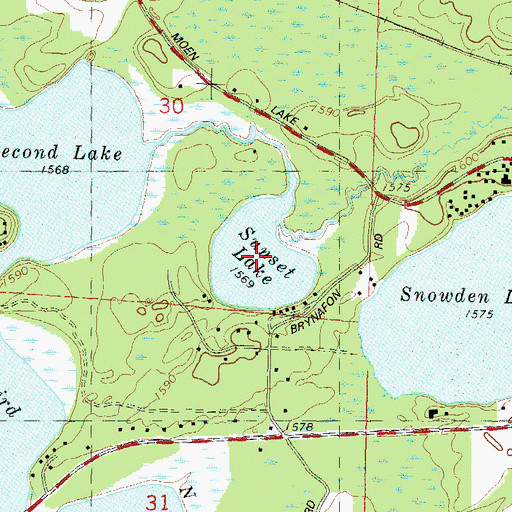 Topographic Map of Sunset Lake, WI
