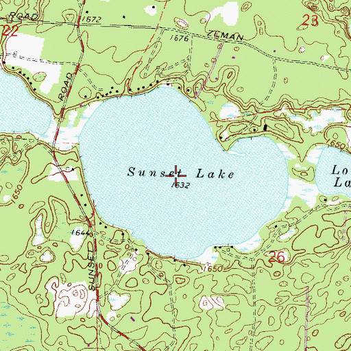 Topographic Map of Sunset Lake, WI