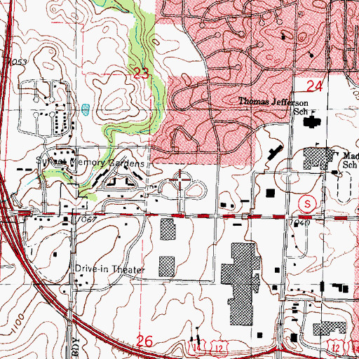 Topographic Map of Sunset Memory Gardens, WI