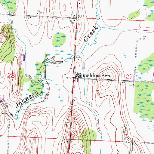 Topographic Map of Sunshine School, WI