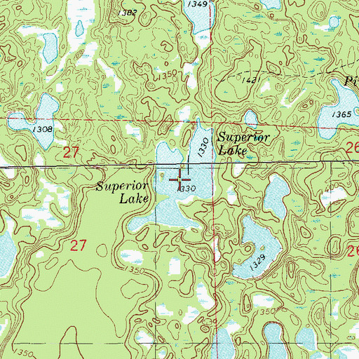 Topographic Map of Superior Lake, WI