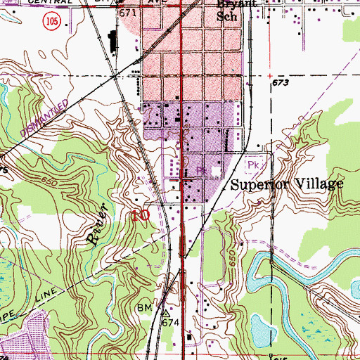 Topographic Map of Superior Village, WI